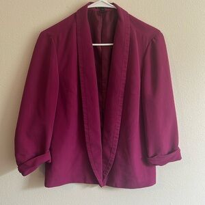 Express Hot Pink Cropped Officecore Blazer Lapel Design Open Front Cuff Sleeve